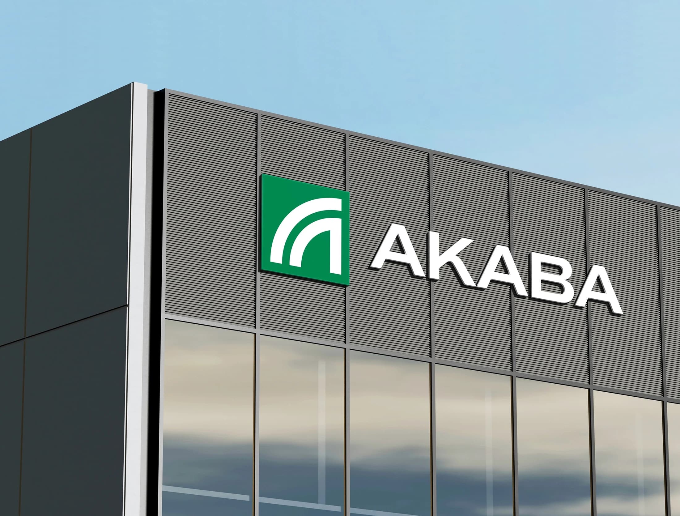 AKABA brand identity on its manufacturing building