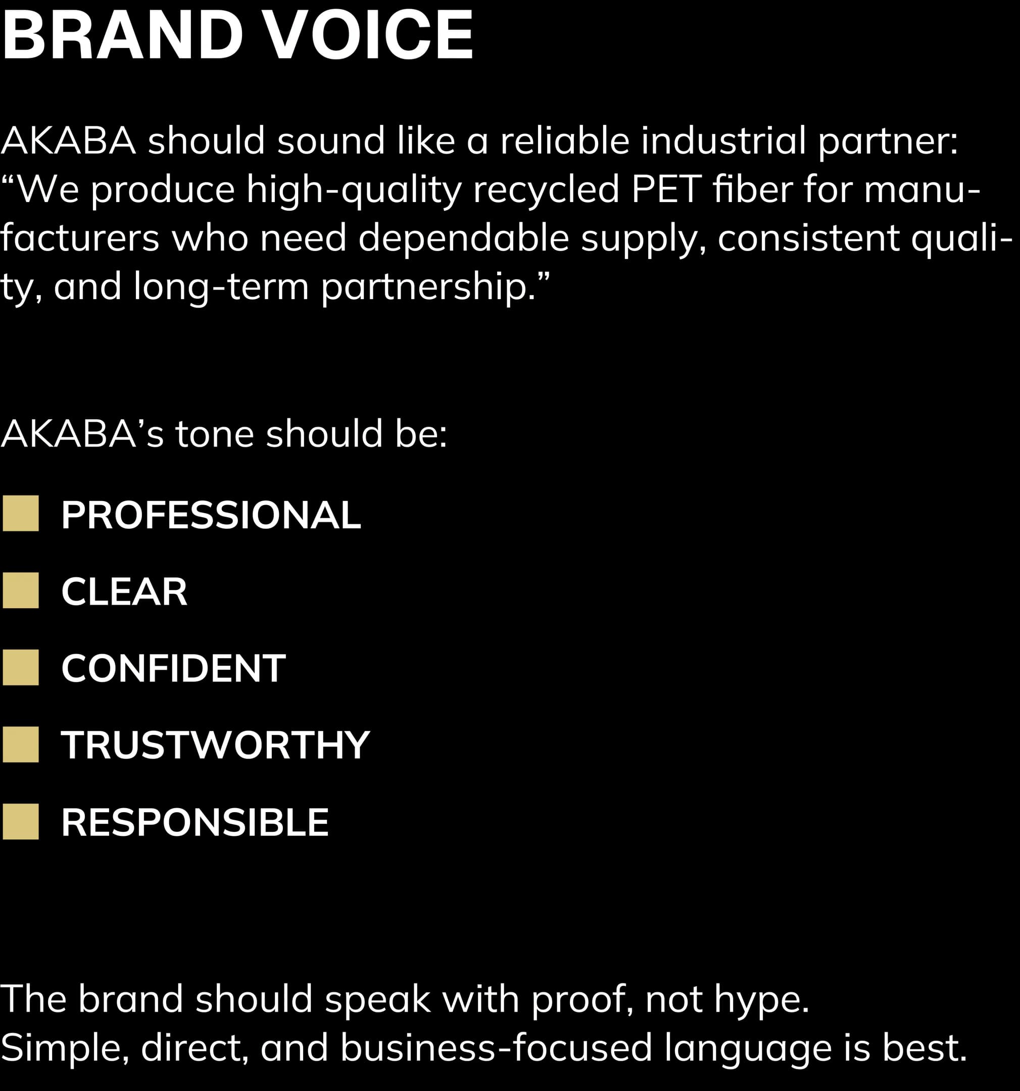 Brand voice: confident, clear, professional, trustworthy and responsible