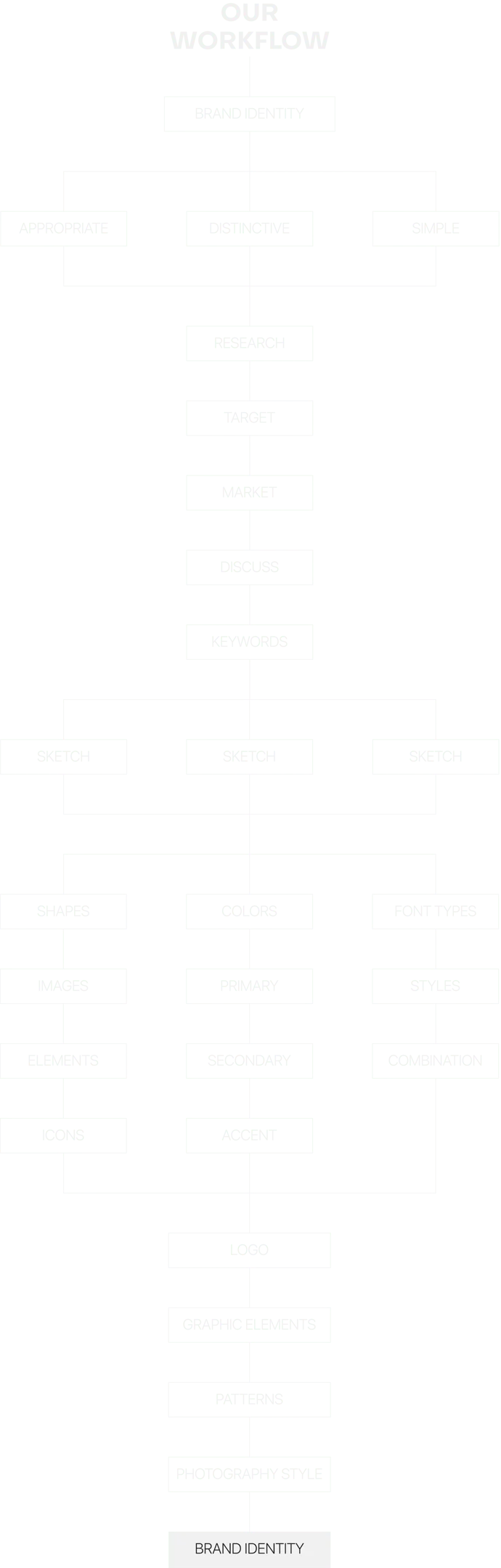 Our brand workflow: research, target audience, market, keywords, sketches, concept, design and brand identity