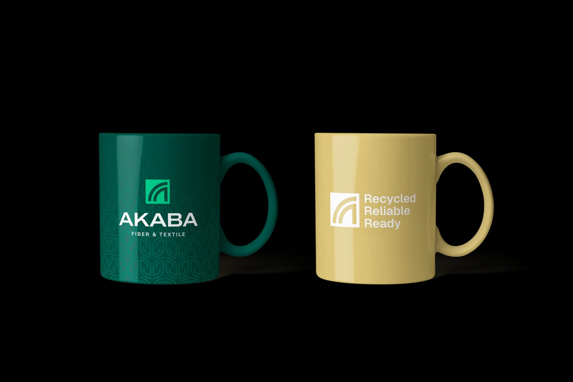 AKABA green and gold mugs