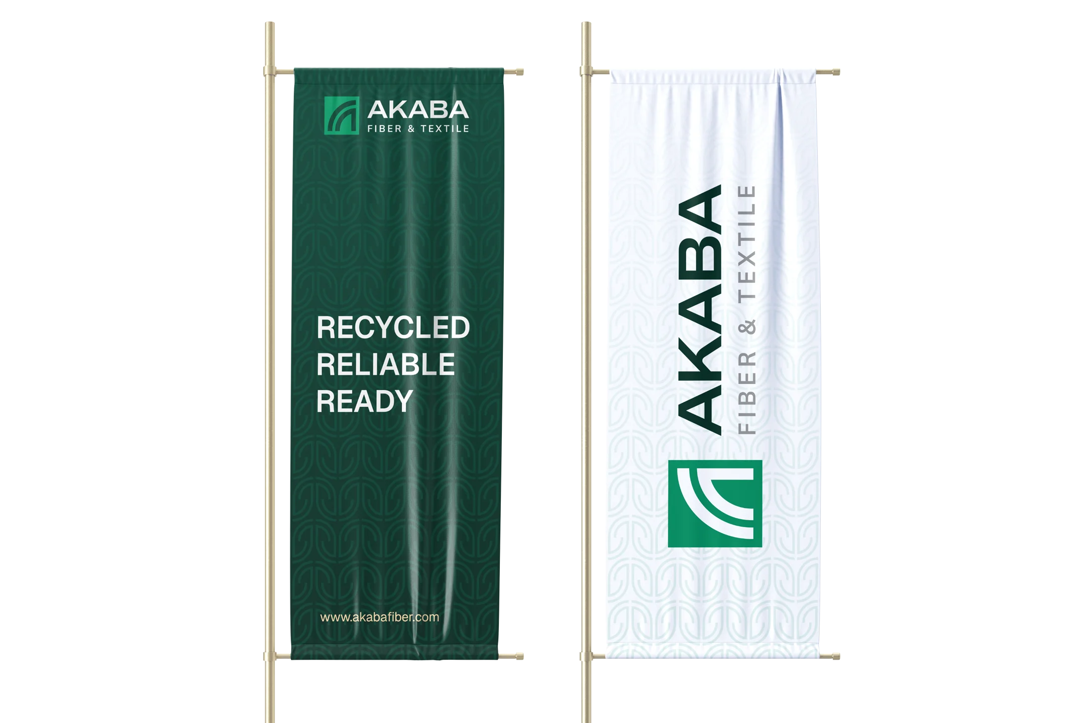 AKABA flags featuring the logo and brand promise