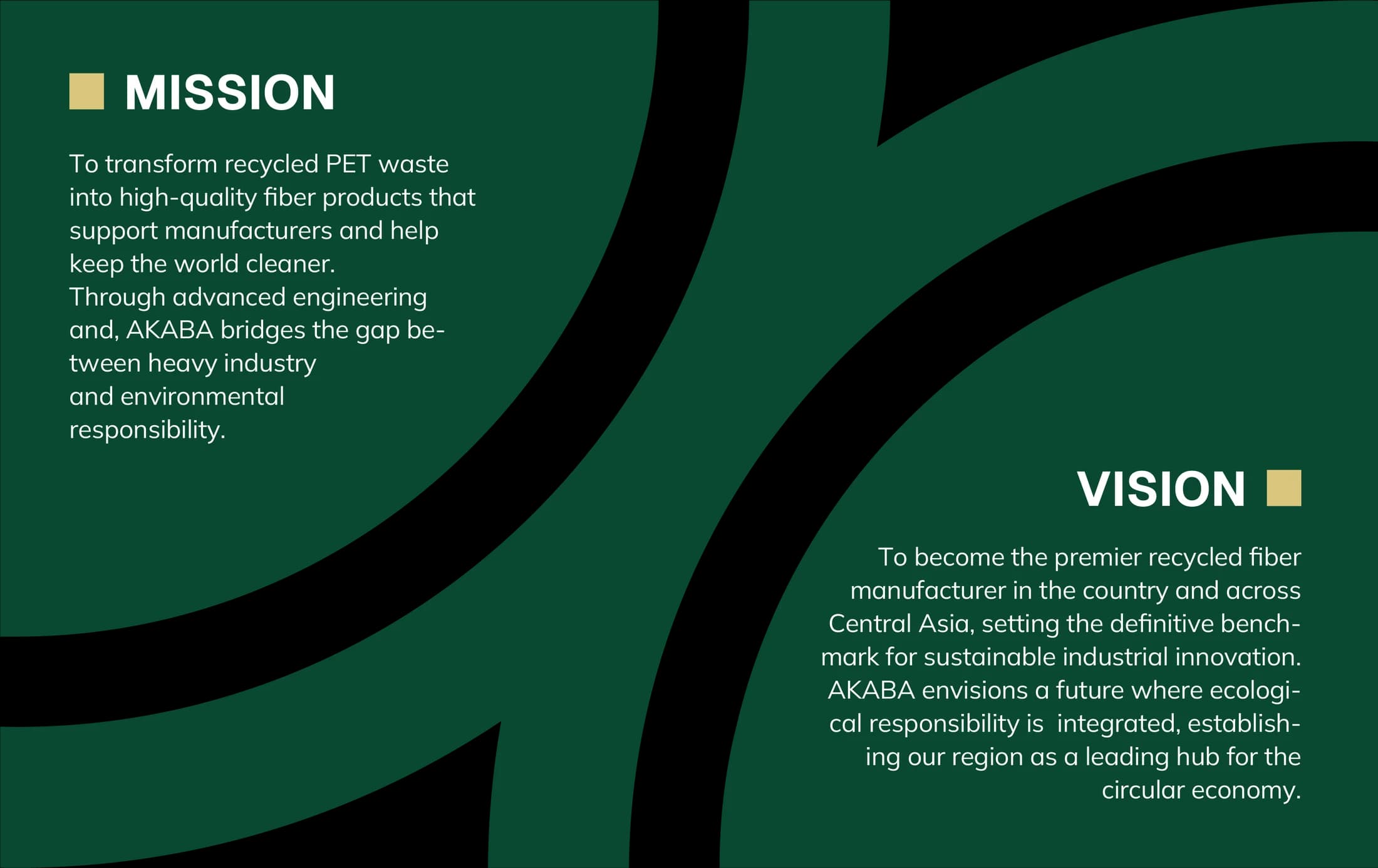 AKABA mission and vision: transforming recycled PET into high-quality fiber, building a cleaner future through responsible manufacturing