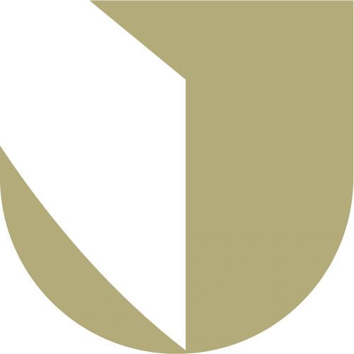 a black and white logo with a curved circle