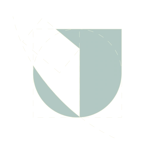 a green and white logo with the letter d