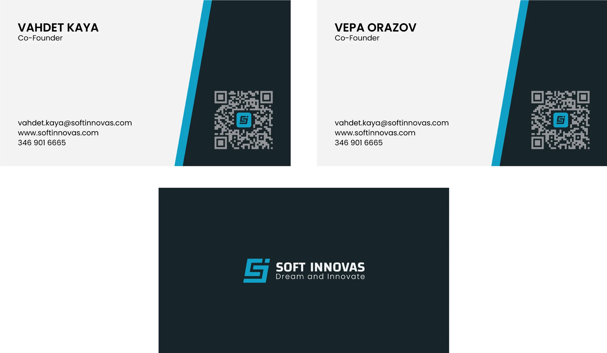 a business card with a qr code on it